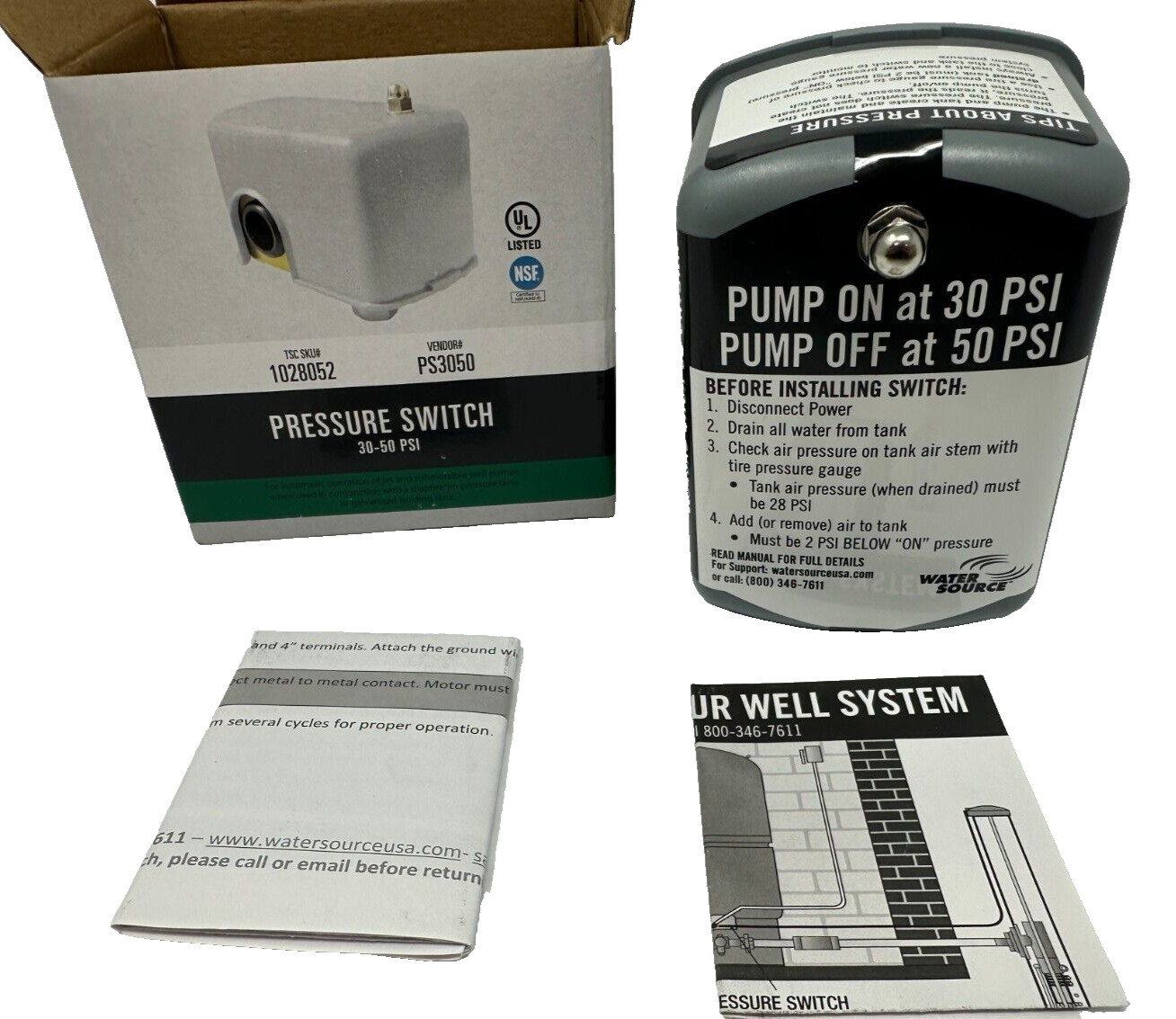 NEW Water Source Well System Pressure Switch, 30-50 PSI FAST FREE SHIPPING!!
