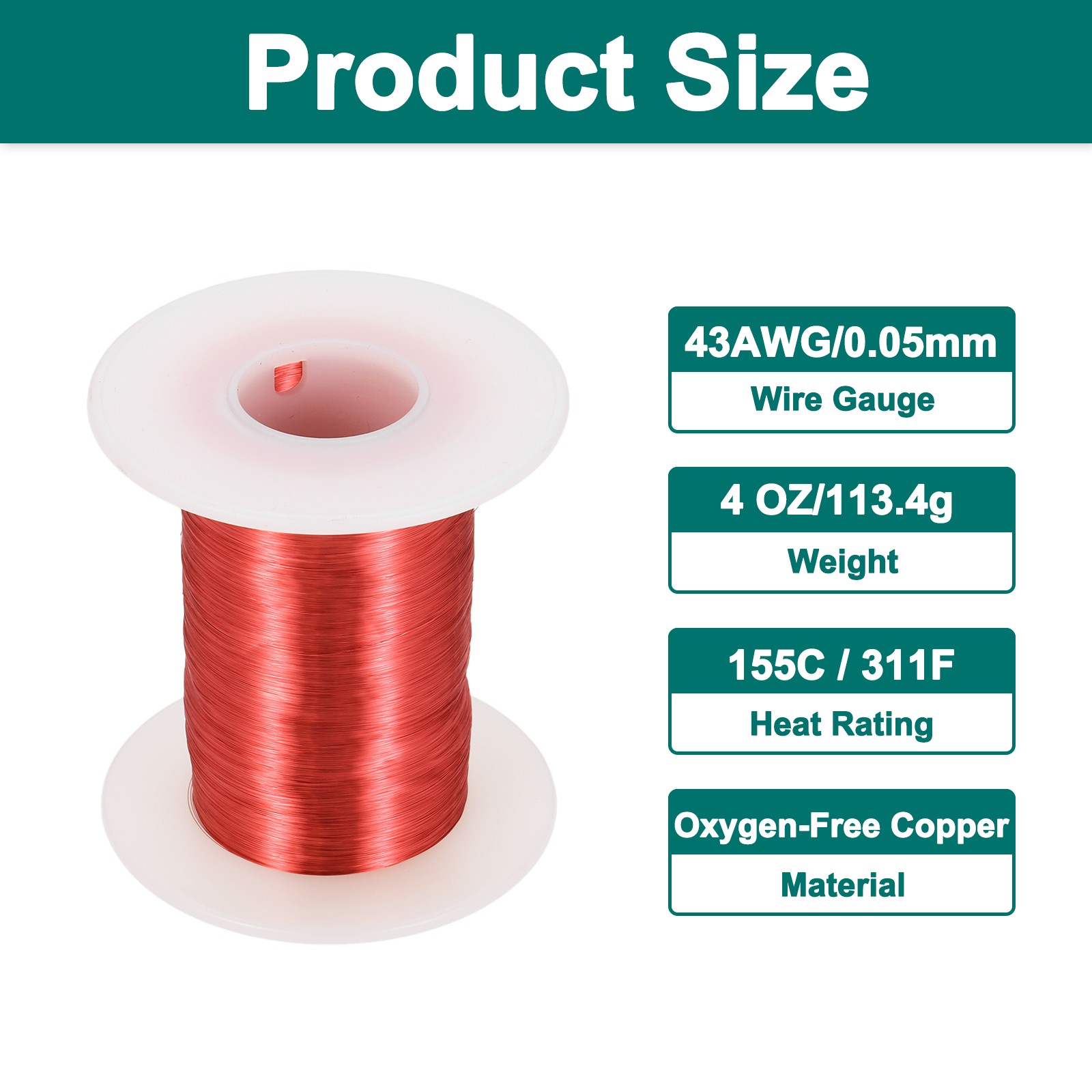 43 AWG Magnet Wire 43 Gauge 4 oz Enameled Copper Wire 155C(311F) Red White