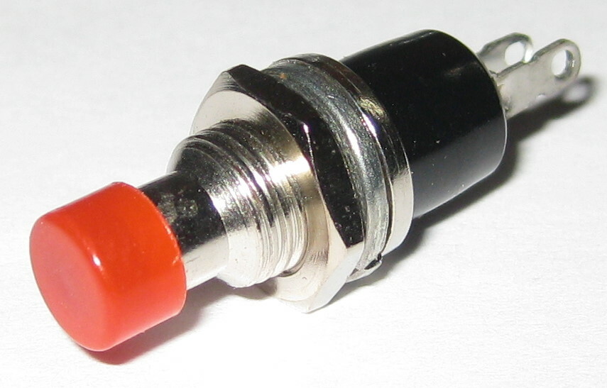 Momentary Red Pushbutton Switch – Panel Mount – SPST N.O. – 1/4″ Mounting Hole