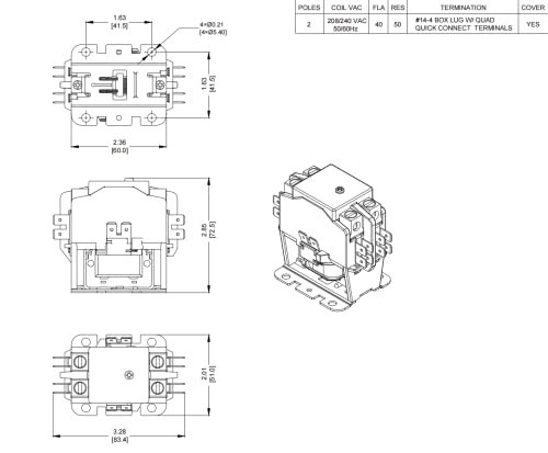 Heavy Duty 2 Pole 40A HVAC Contactor – 208/240V, UL Listed, A2L Compliant, AC Un