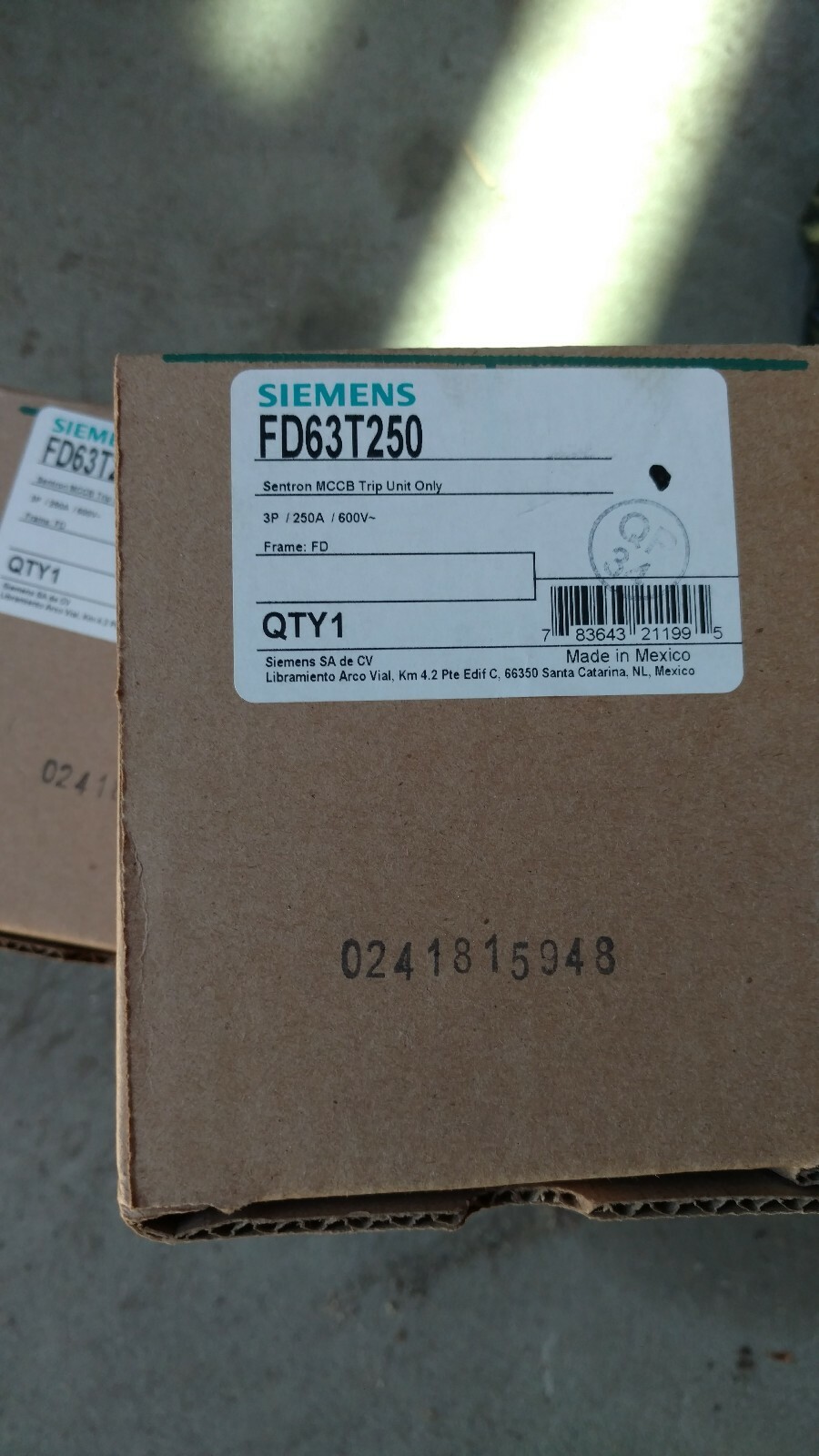 Siemens FD63T250 circuit breaker 250amp trip unit for FD63F250 FD frame New!