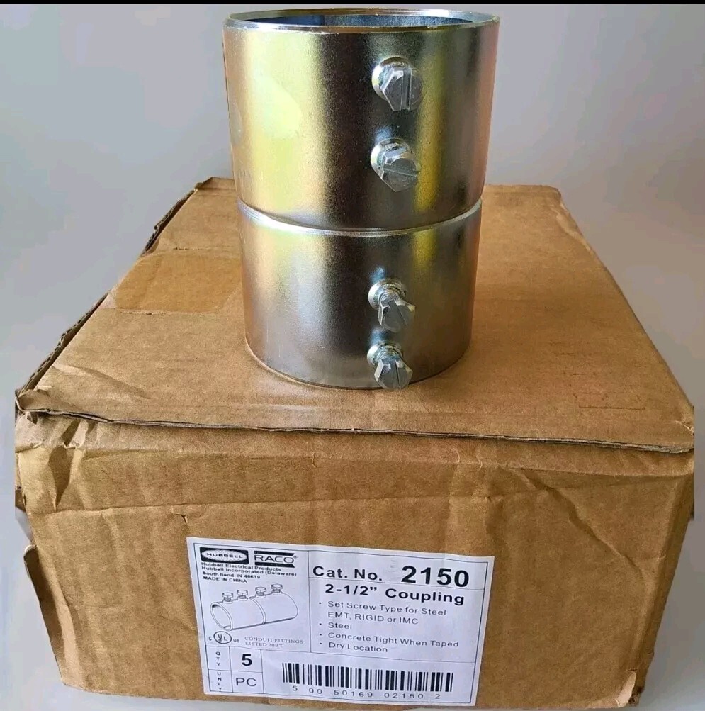 HUBBELL RACO 2150 Set Screw Conduit Coupling Steel, 2 1/2