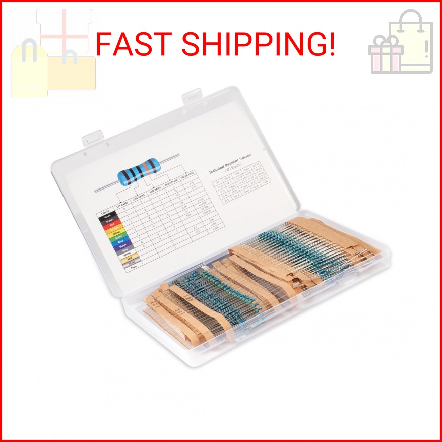 1000 PCS Resistor Kit 1/4 W +-1% Premium Metal Film Resistors Assortment Kit, 25